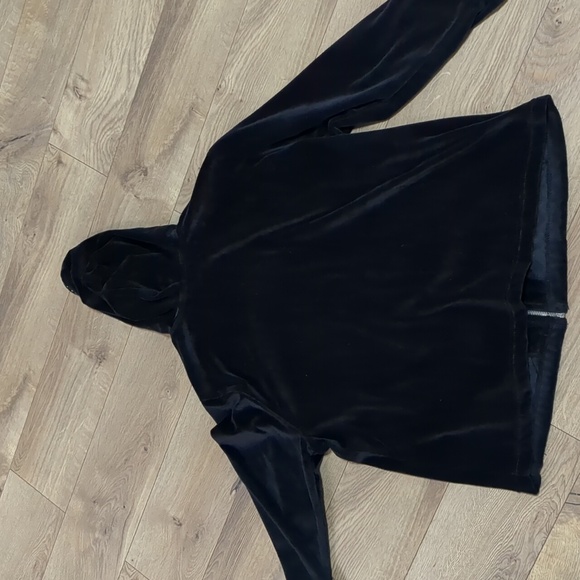 Alfred Dunner Women Full Zip black Velvet Hoodie Sweatshirt Size 12 - Picture 2 of 9